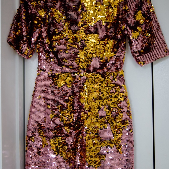 For Love & Lemons Sparklers Sequin Mini Party Dress - Pink Gold Extra Small XS 0 - Picture 5 of 11